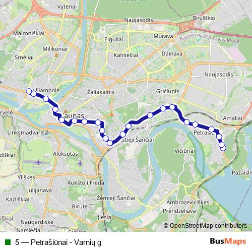 5 trolleybus Line Map