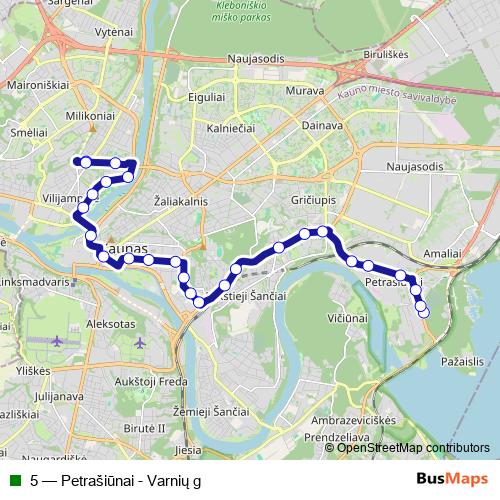5 trolleybus Line Map