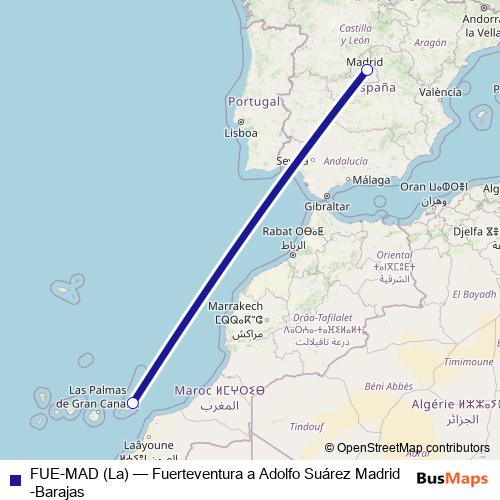 FUE-MAD (La) air Line Map