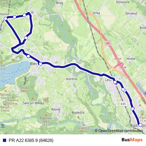 PR A22 6385 9 (64628) bus Line Map