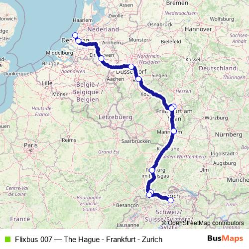 Flixbus 007 bus Line Map