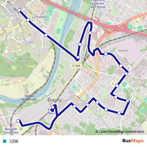 1208 bus Line Map