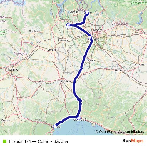 Flixbus 474 bus Line Map