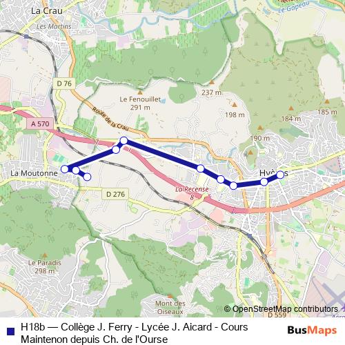 H18b bus Line Map