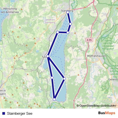 Starnberger See ferry Line Map