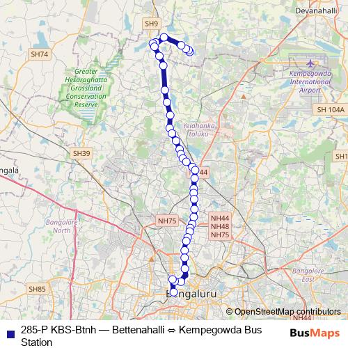 285-P KBS-Btnh bus Line Map