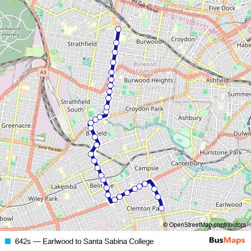 642s bus Line Map