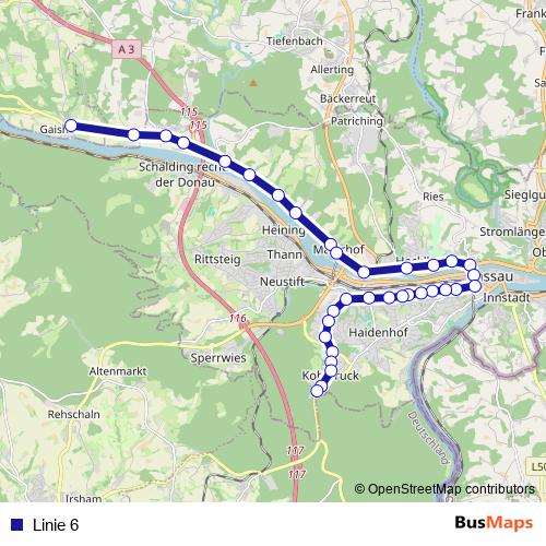 Linie 6 bus Line Map