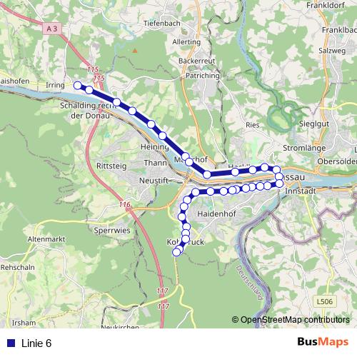 Linie 6 bus Line Map