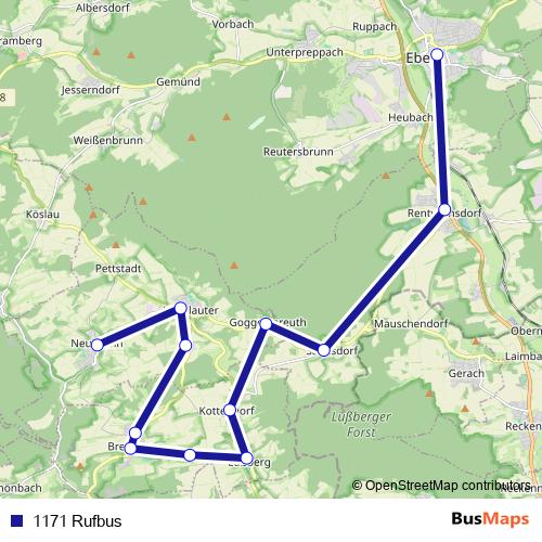 1171 Rufbus bus Line Map