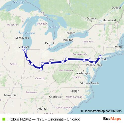 Flixbus N2642 bus Line Map