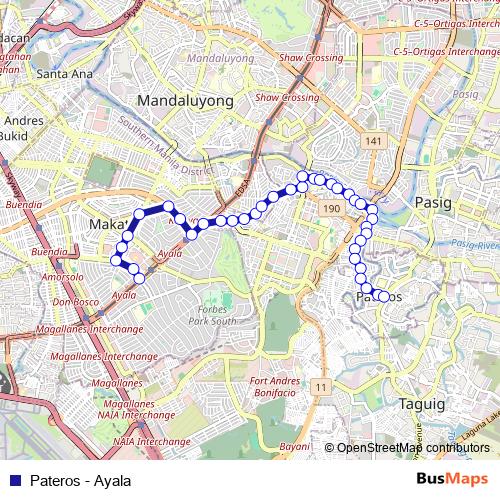 Pateros - Ayala bus Line Map