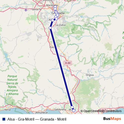 Alsa - Gra-Motril bus Line Map