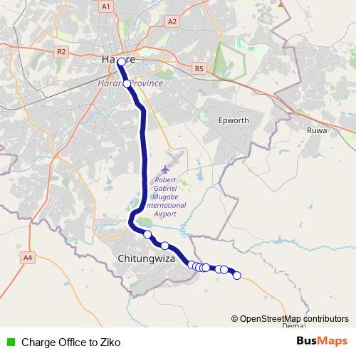 Charge Office to Ziko bus Line Map
