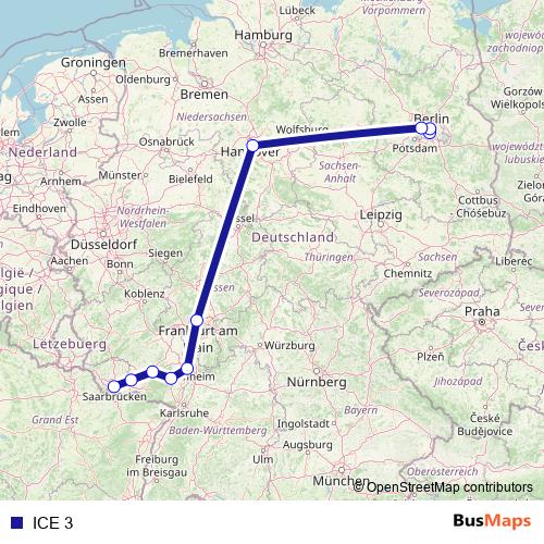 ICE 3 rail Line Map