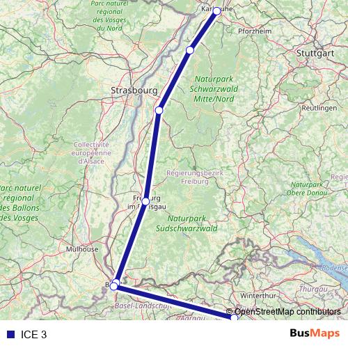 ICE 3 rail Line Map