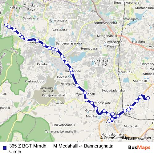 365-Z BGT-Mmdh bus Line Map