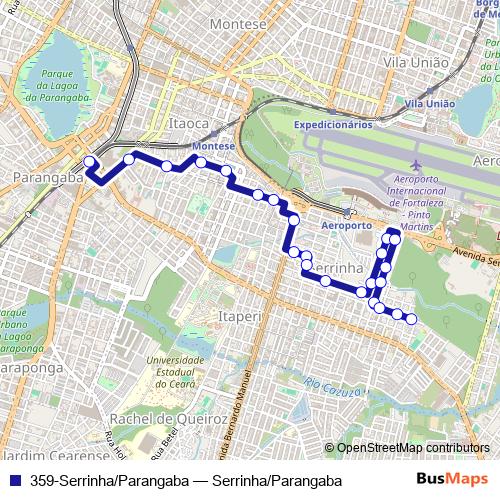 359-Serrinha/Parangaba bus Line Map