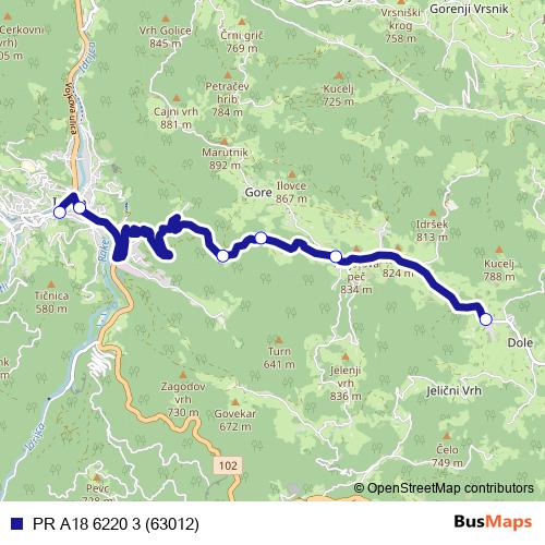 PR A18 6220 3 (63012) bus Line Map
