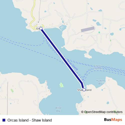 Orcas Island - Shaw Island ferry Line Map