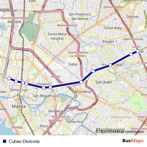 Cubao Divisoria bus Line Map