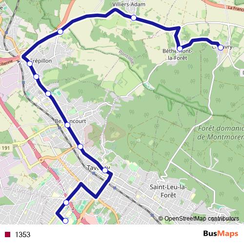 1353 bus Line Map