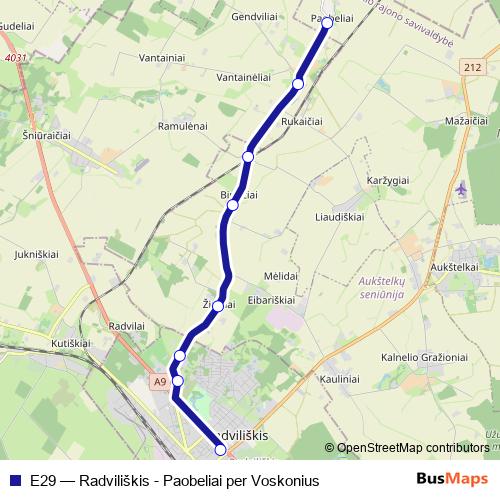 E29 bus Line Map