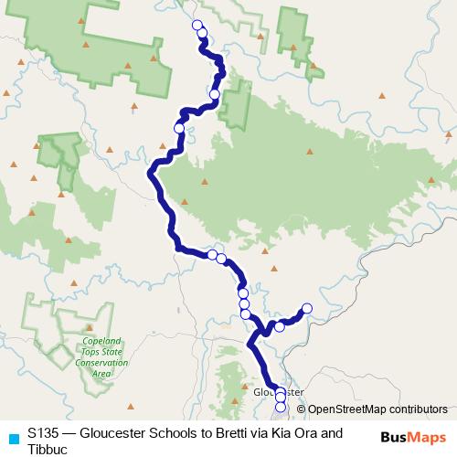 S135 bus Line Map
