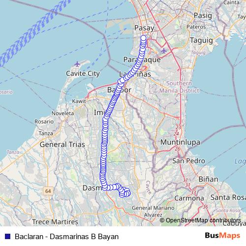 Baclaran - Dasmarinas B Bayan bus Line Map