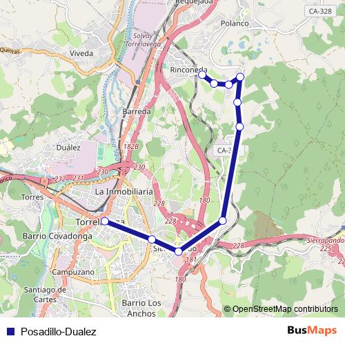 Posadillo-Dualez bus Line Map