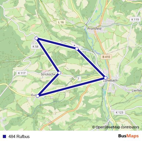 484 Rufbus bus Line Map