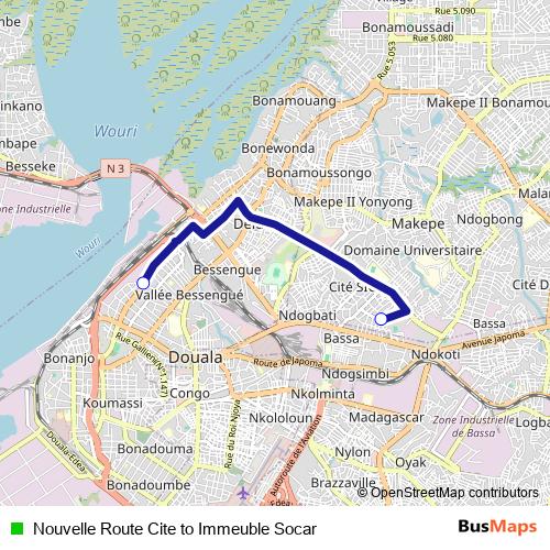 Nouvelle Route Cite to Immeuble Socar bus Line Map
