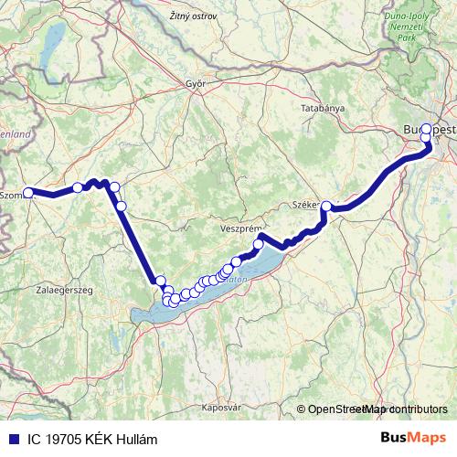 IC 19705 KÉK Hullám rail Line Map