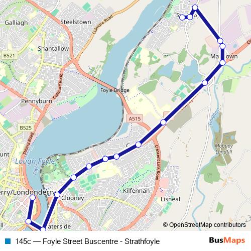 145c bus Line Map