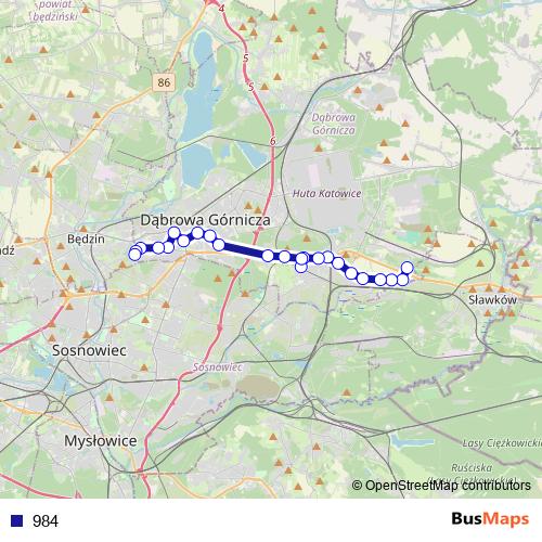 984 bus Line Map