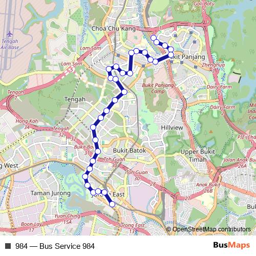 984 bus Line Map