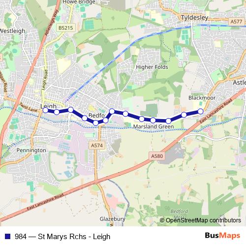 984 bus Line Map