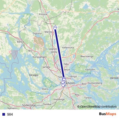 984 bus Line Map