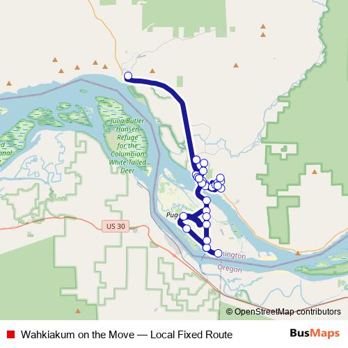 Wahkiakum on the Move bus Line Map