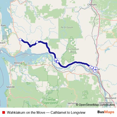 Wahkiakum on the Move bus Line Map