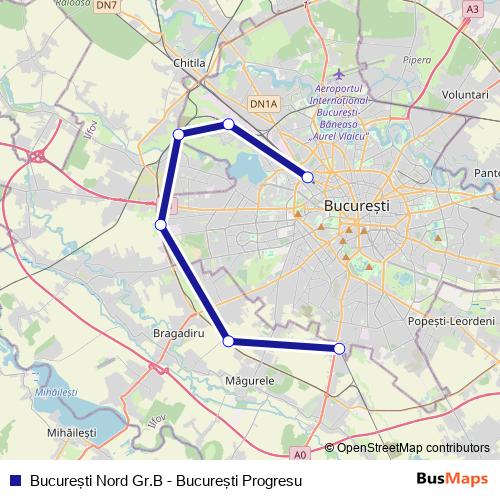 Bucureşti Nord Gr.B - Bucureşti Progresu rail Line Map