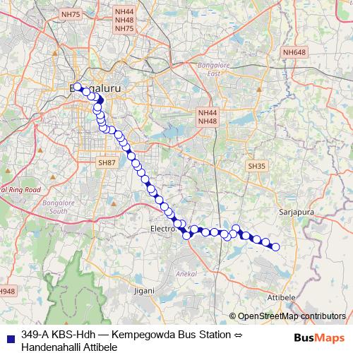 349-A KBS-Hdh bus Line Map