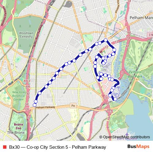 Bx30 bus Line Map