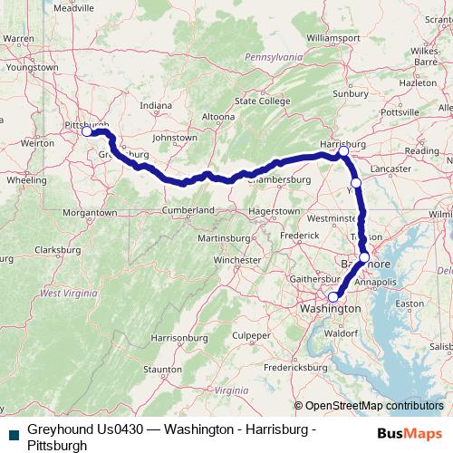 Greyhound Us0430 bus Line Map