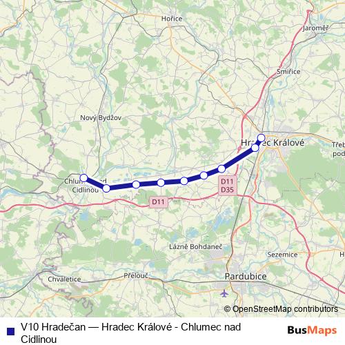 V10 Hradečan rail Line Map