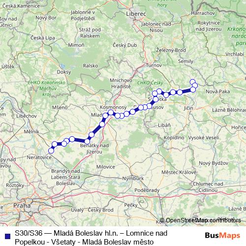 S30/S36 rail Line Map