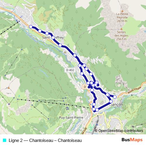 Ligne 2 bus Line Map