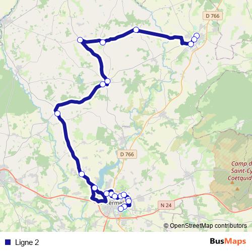 Ligne 2 bus Line Map