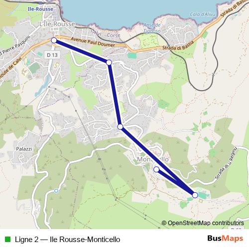 Ligne 2 bus Line Map