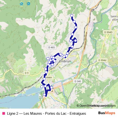 Ligne 2 bus Line Map